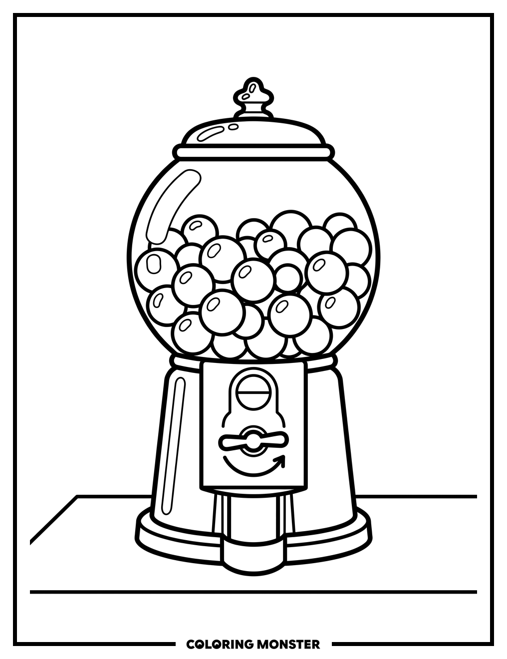 Gumball Machine Full Of Candies Coloring Page