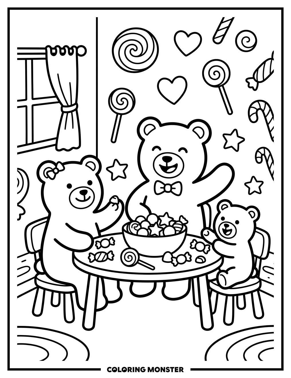 Gummy Bears Enjoying Candy Coloring Page