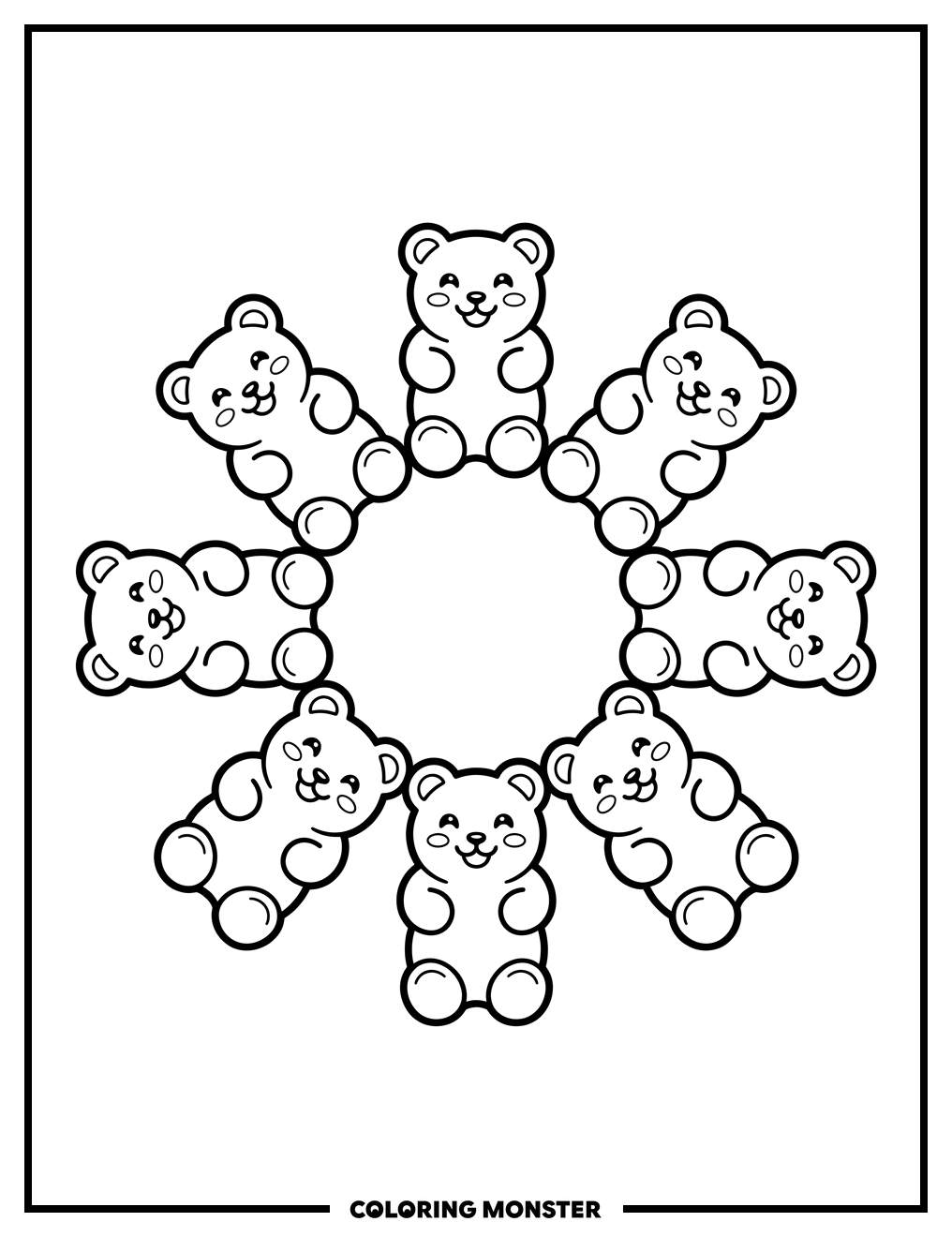 Gummy Bears In A Circle Coloring Page