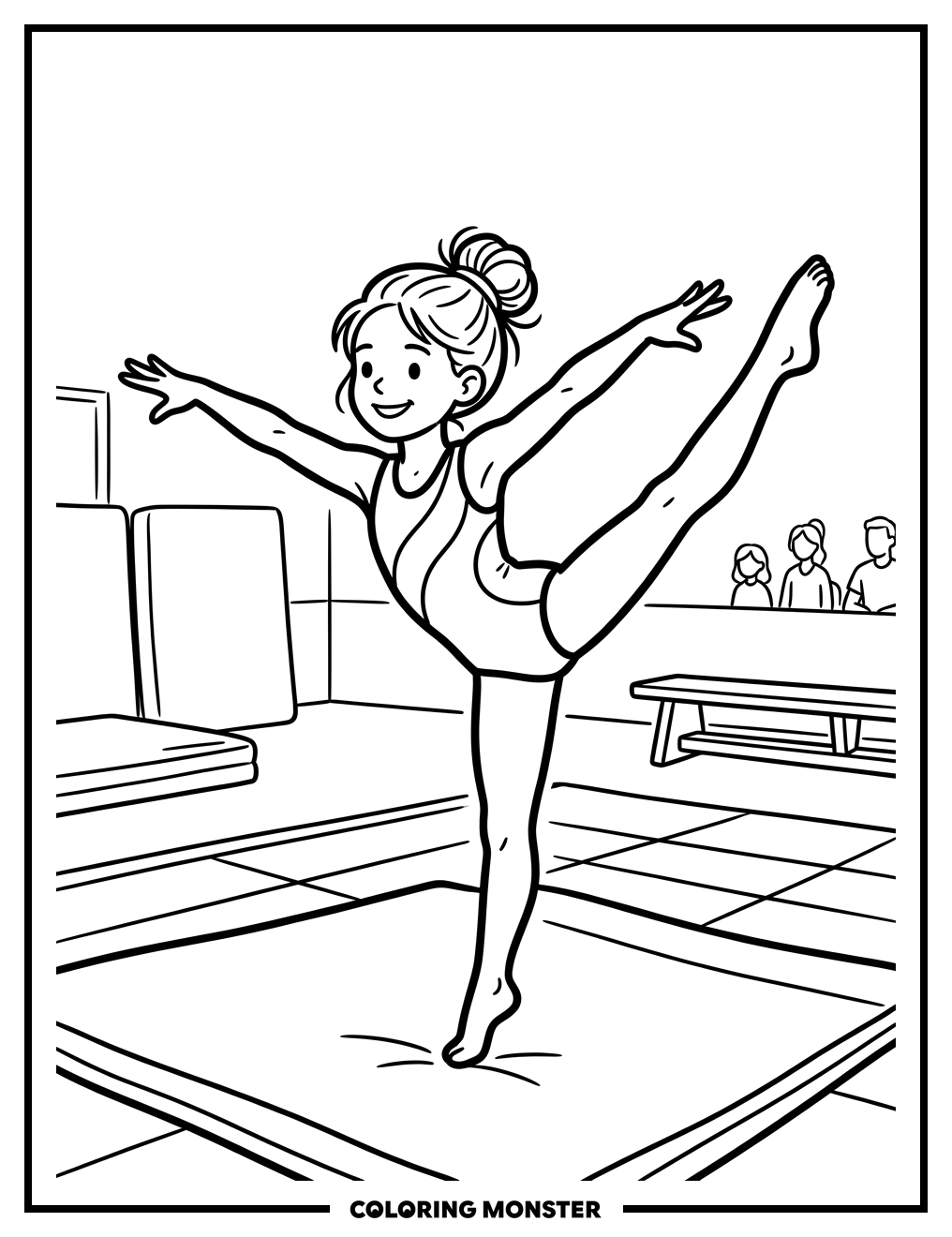 Gymnast Performing Floor Routine Coloring Page