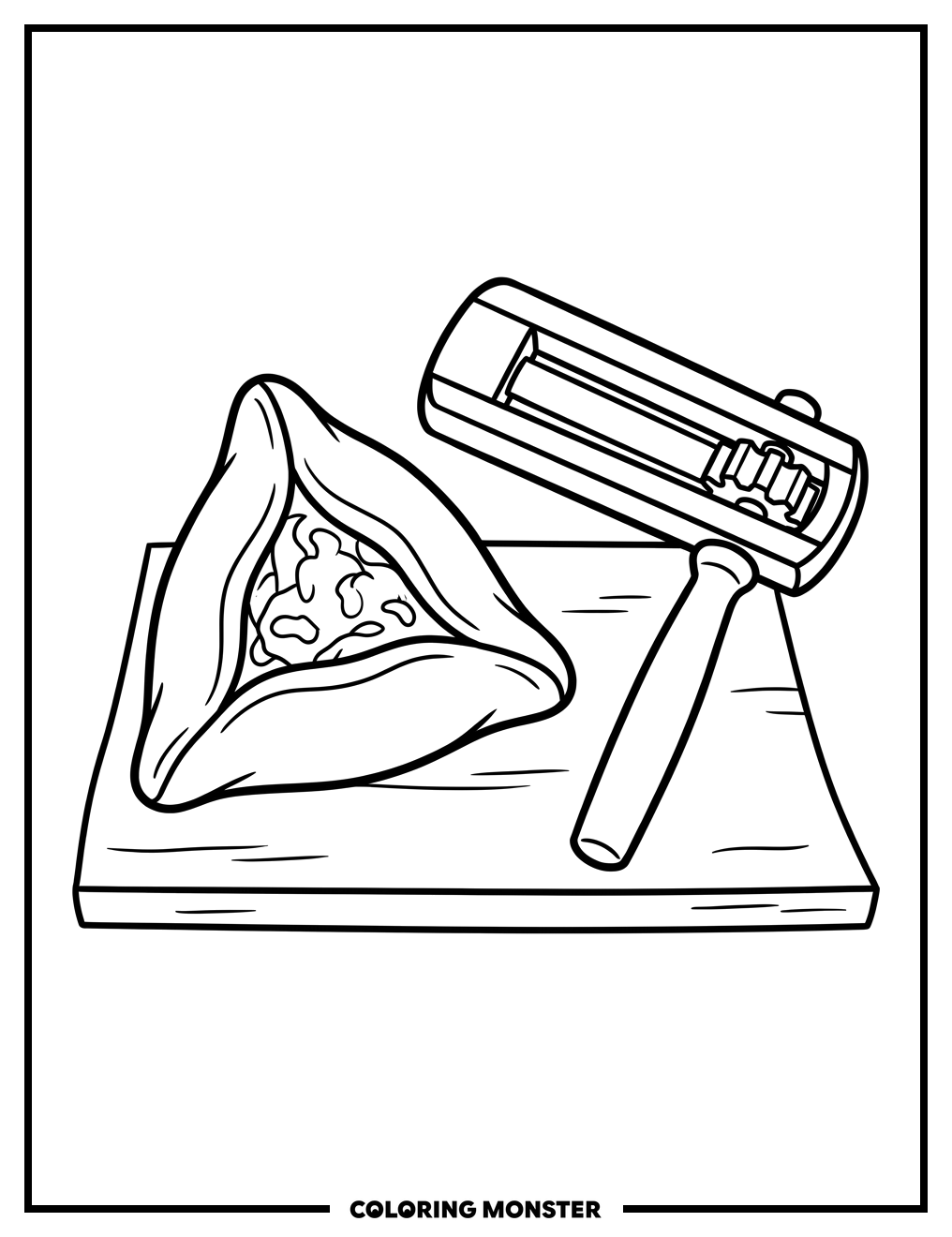 Hamantaschen and Grogger Coloring Page