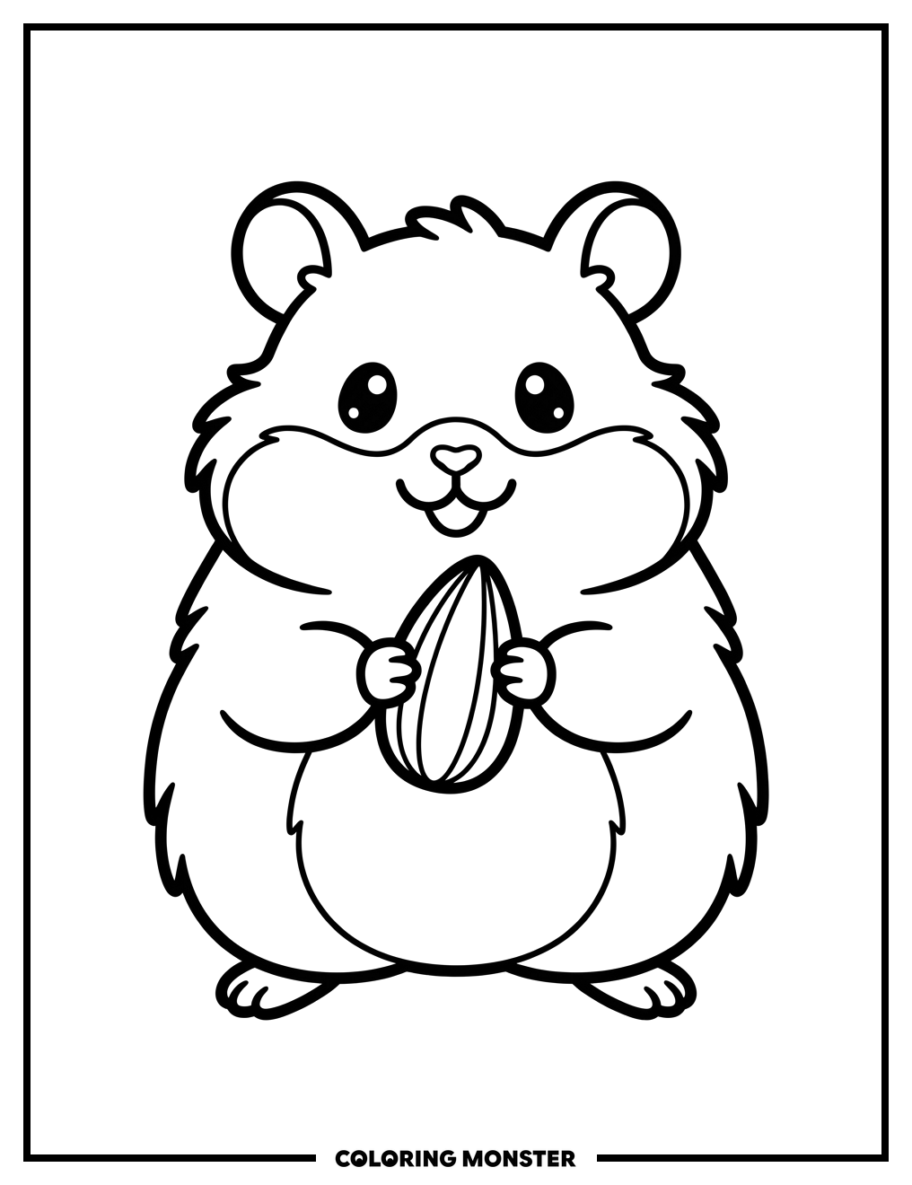 Hamster Holding Sunflower Seed Coloring Page