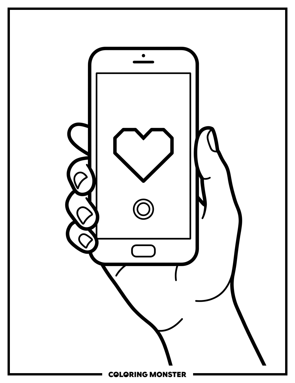 Hand Holding Smartphone Coloring Page