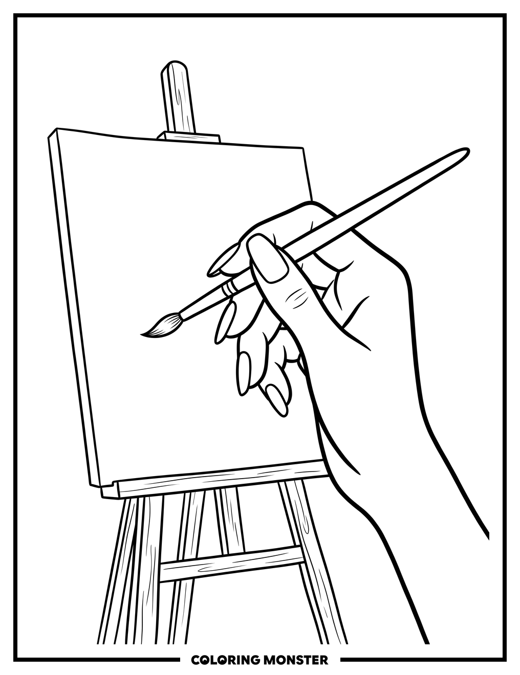 Hand Painting Nail Art Coloring Page
