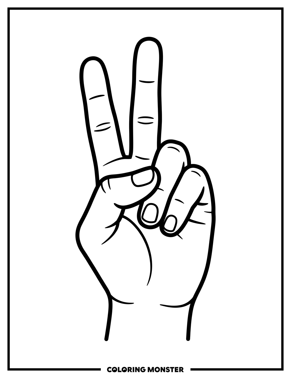 Hand Peace Sign Coloring Page