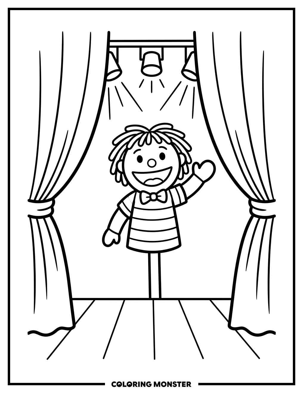 Hand Puppet on Stage Coloring Page