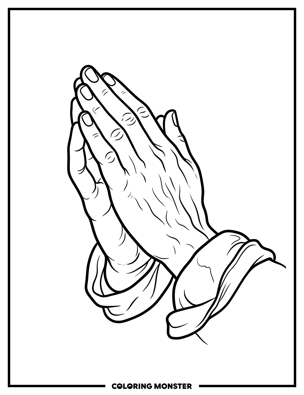 Hands Clasped in Prayer Coloring Page