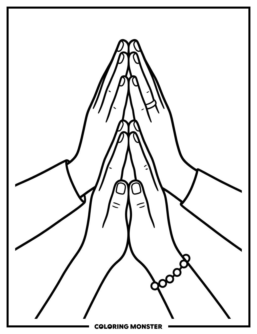Hands Clasped in Unity Coloring Page