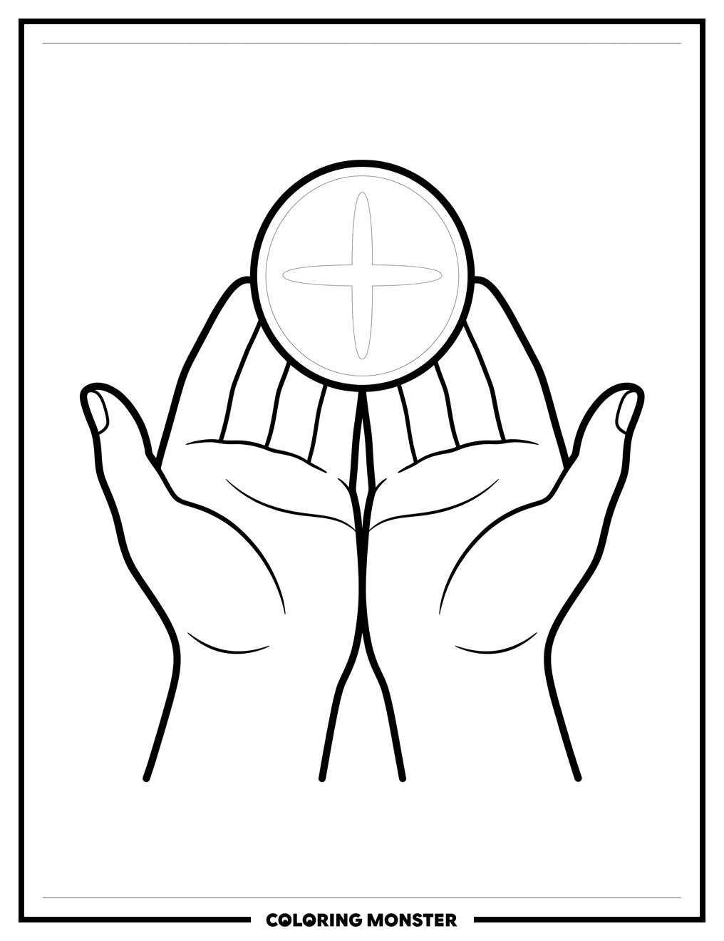 Hands Receiving Communion Wafer Coloring Page