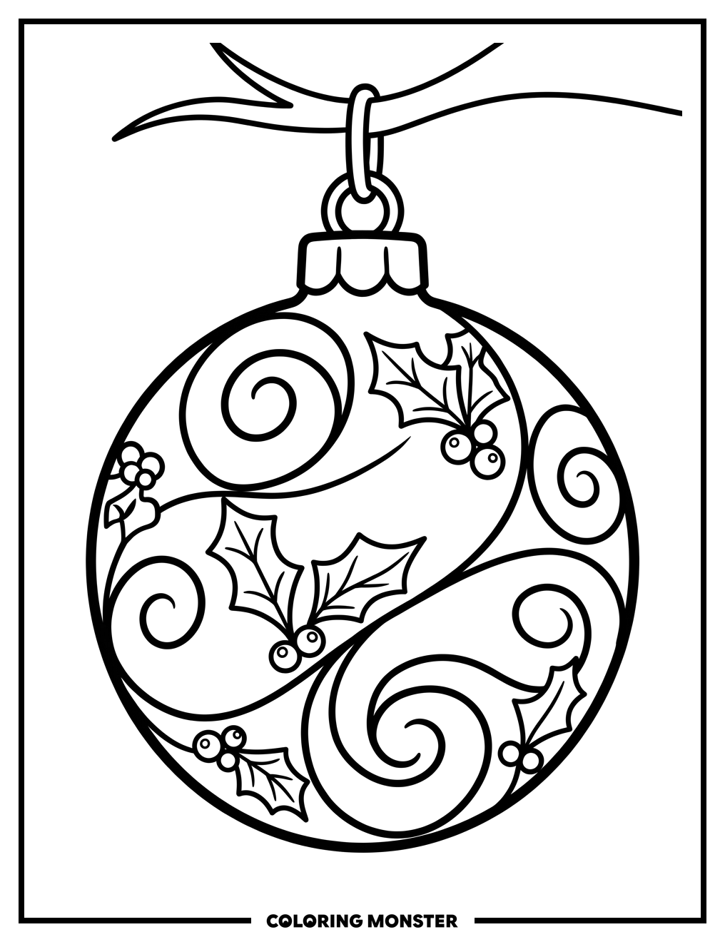 Hanging Christmas Tree Ornament Coloring Page
