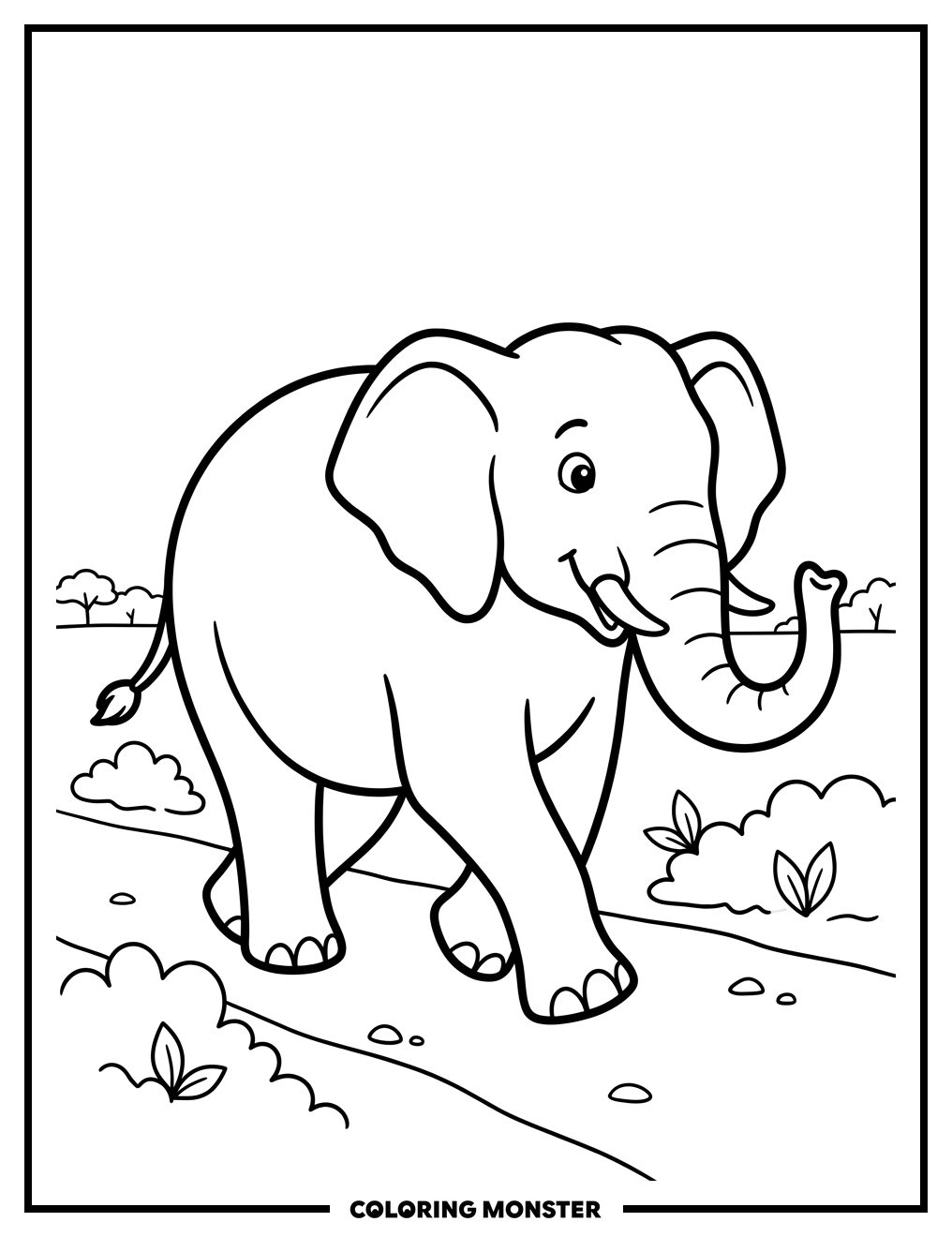 Hank The Blue Elephant Coloring Page