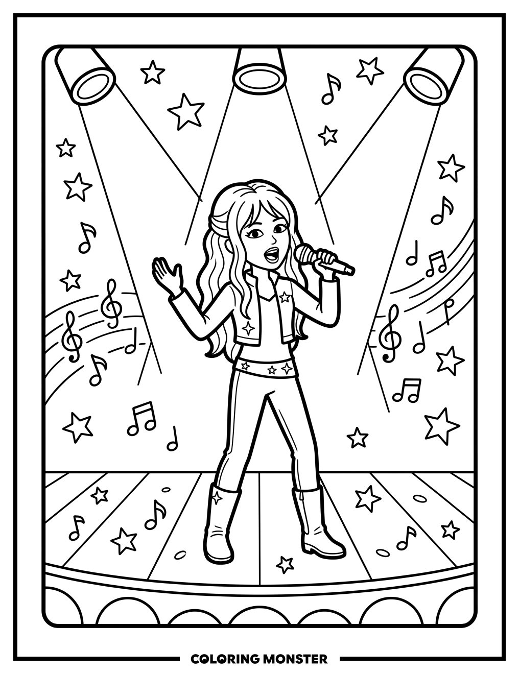 Hannah Montana Performing Live Coloring Page