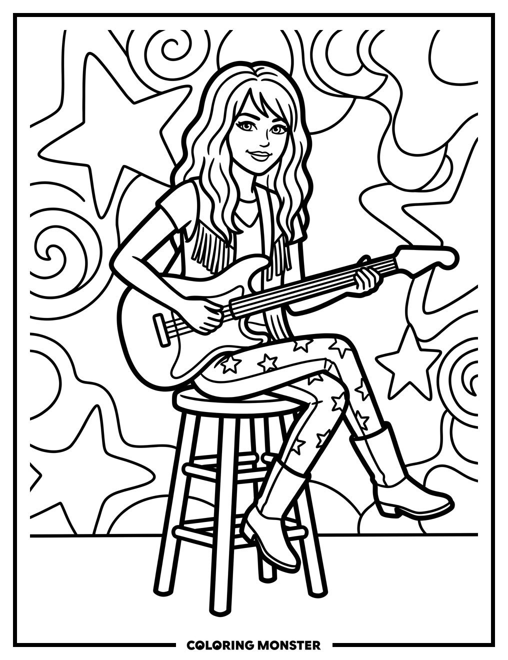 Hannah Montana Rock Star Coloring Page