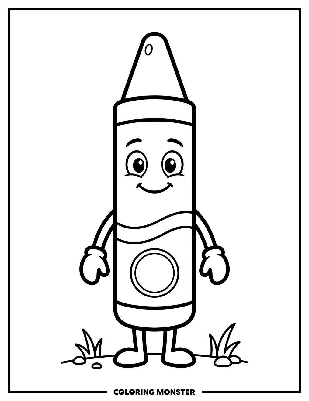 Happy Anthropomorphic Crayon Coloring Page