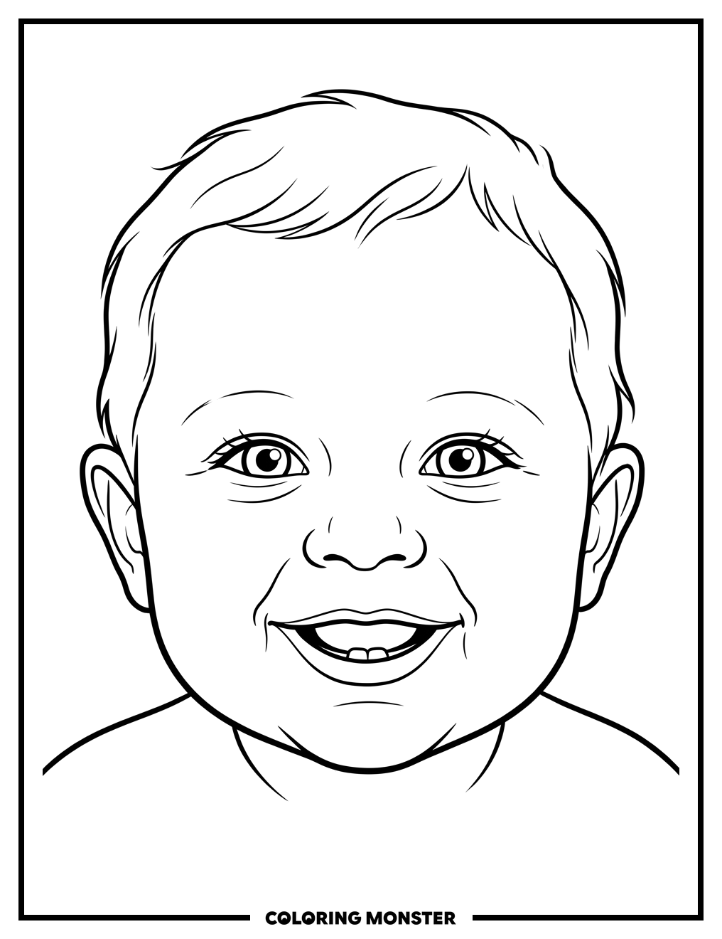 Happy Baby's Face Coloring Page