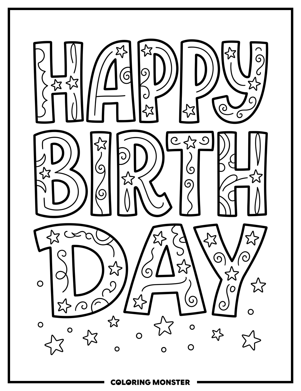 Happy Birthday Letters Coloring Page