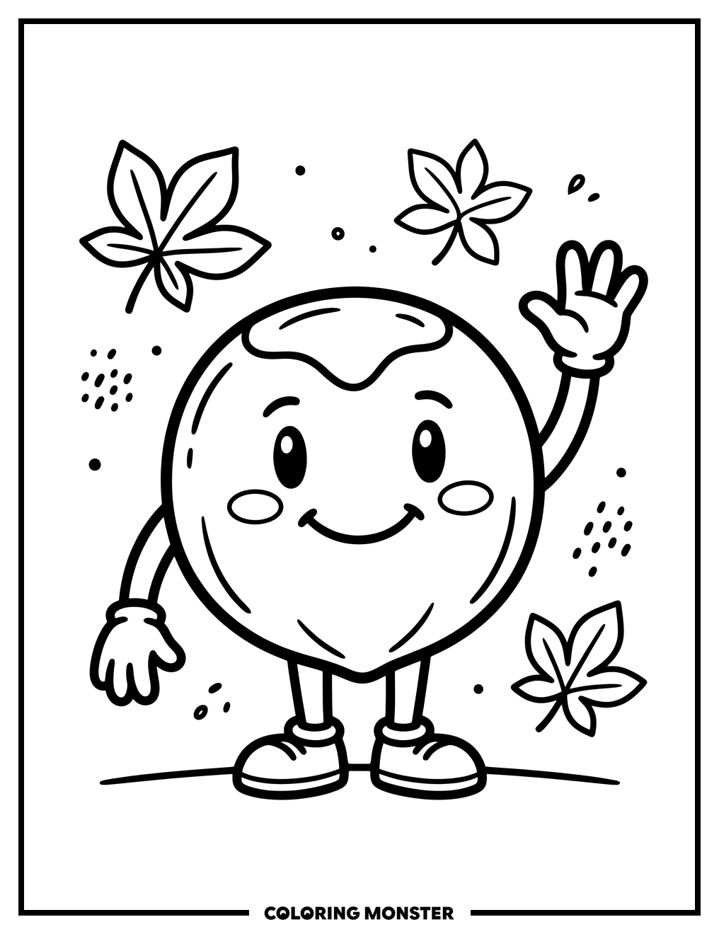 Happy Buckeye Nut Character Coloring Page
