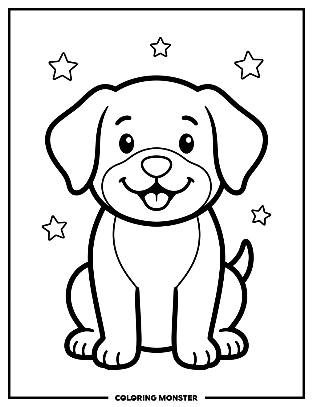 Happy Cartoon Dog Coloring Page