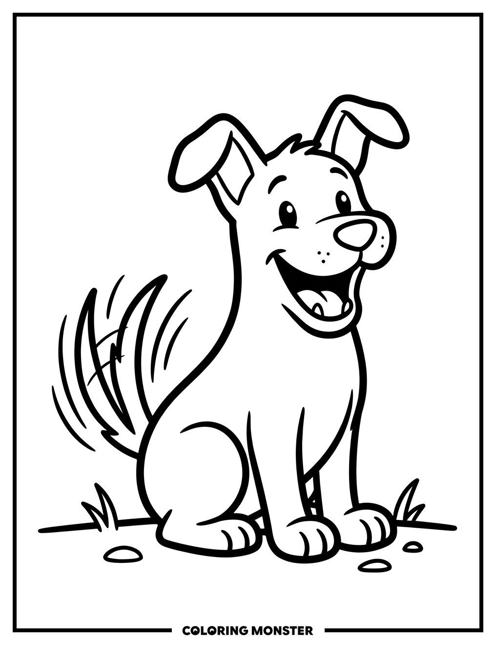 Happy Cartoon Dog Coloring Page