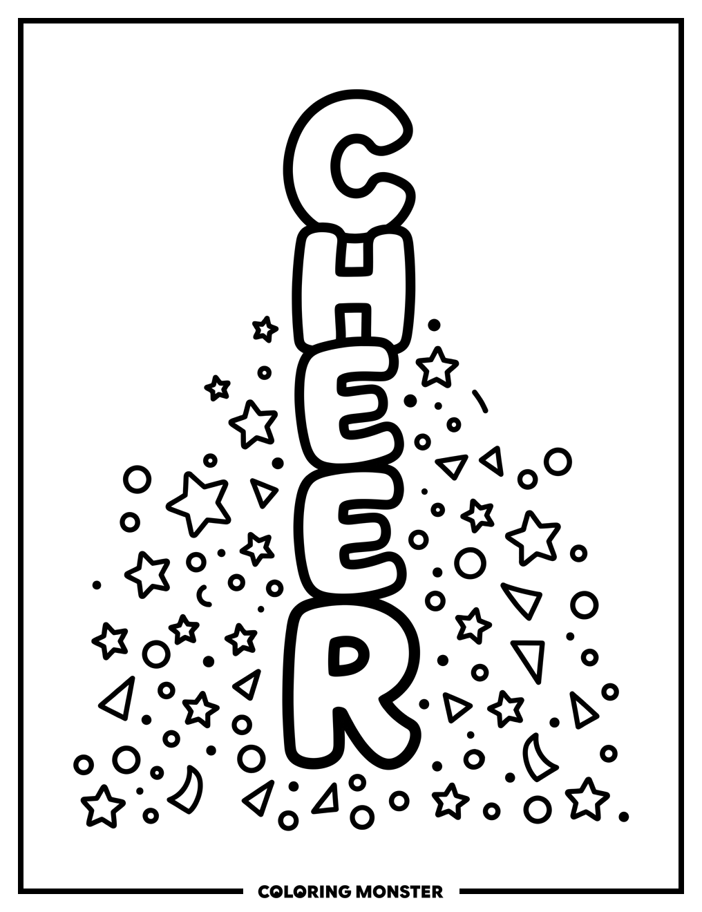 Happy "Cheer" Letters Coloring Page