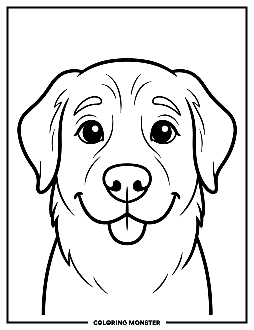 Happy Dog Face Coloring Page