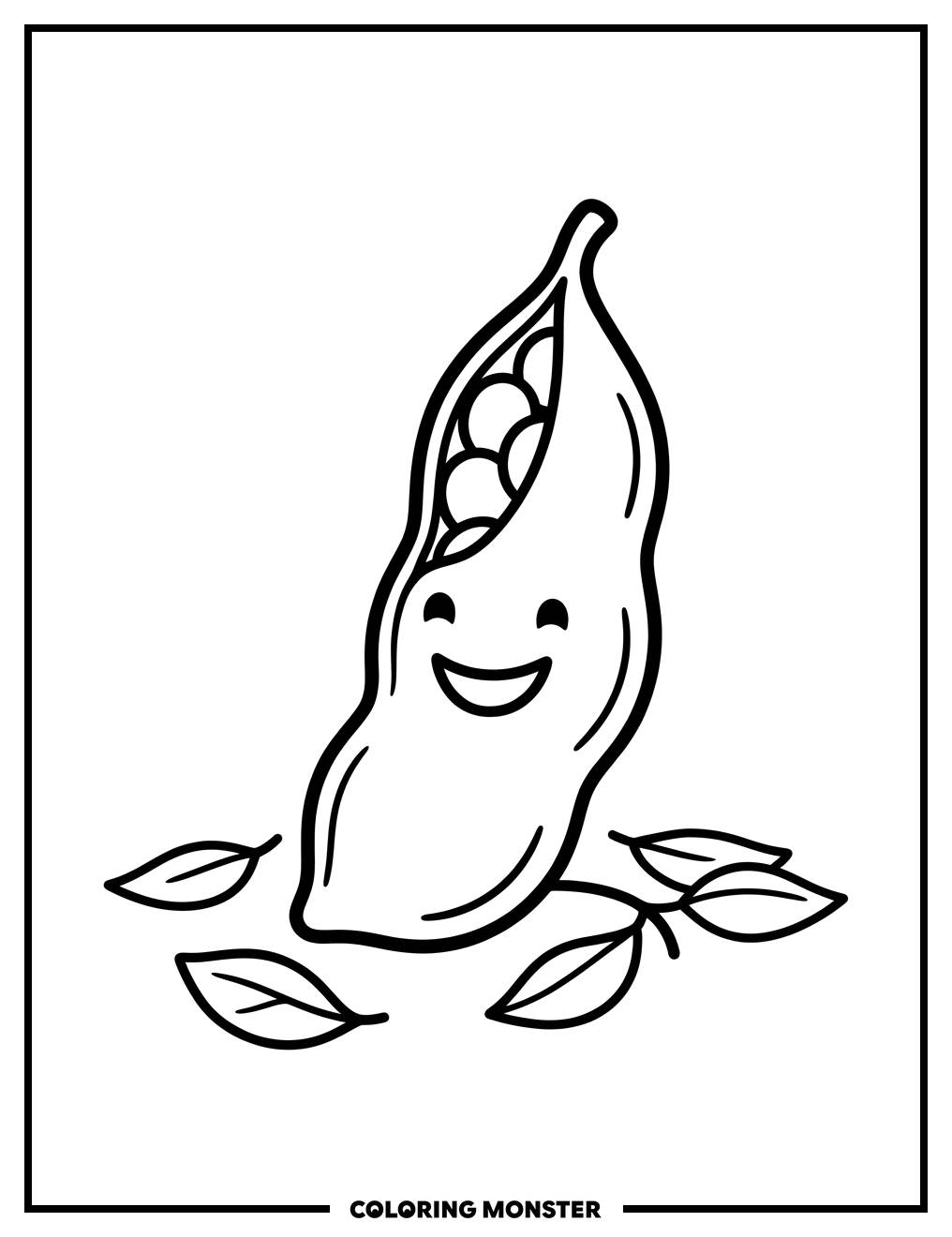 Happy Edamame Pod Coloring Page