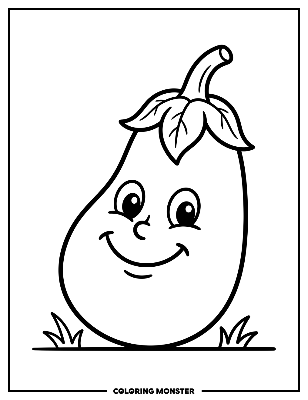 Happy Eggplant Coloring Page