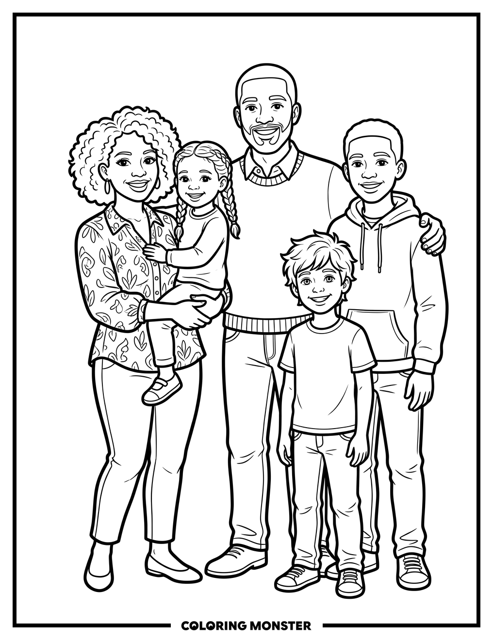 Happy Family Togetherness Coloring Page