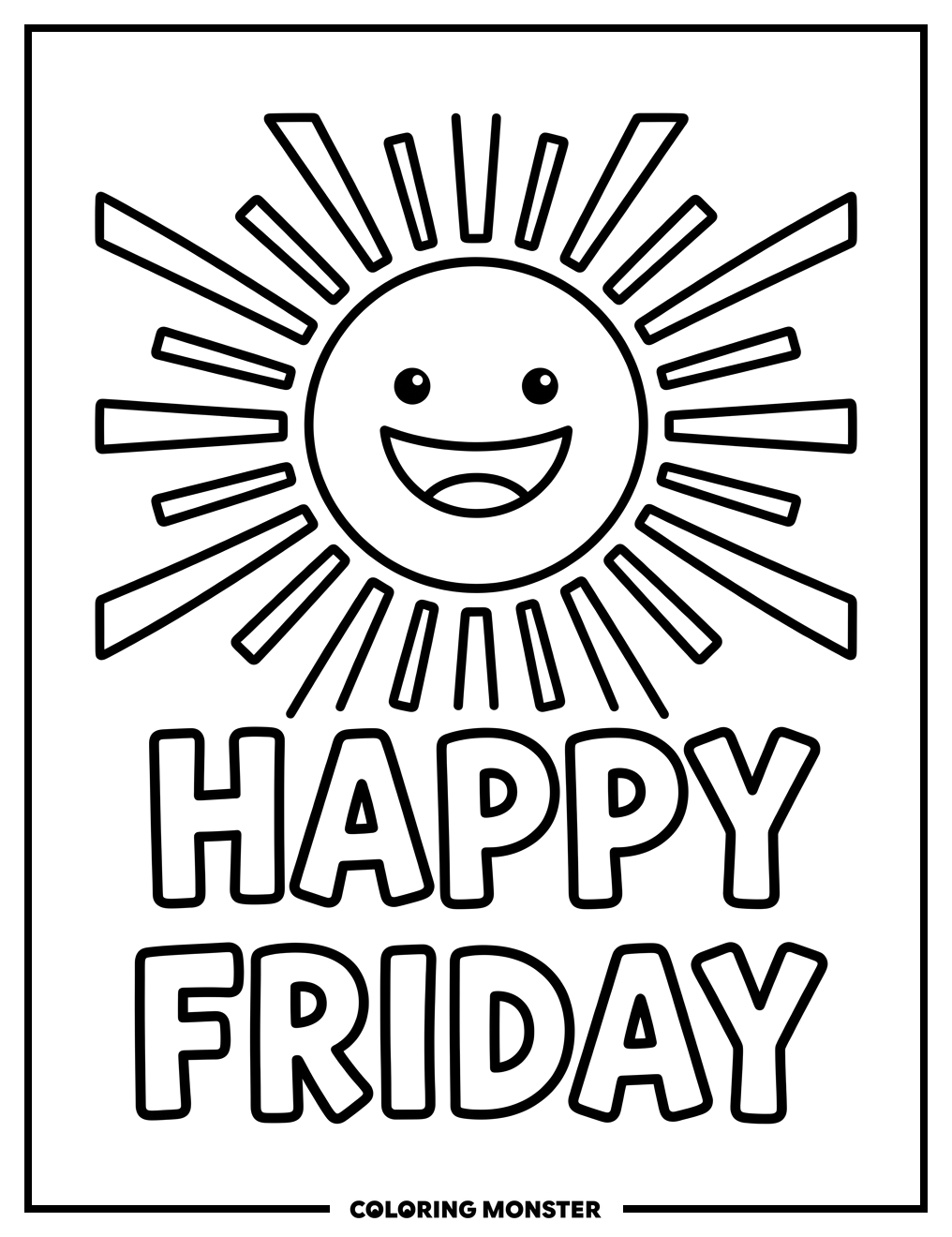 Happy Friday Sun Coloring Page