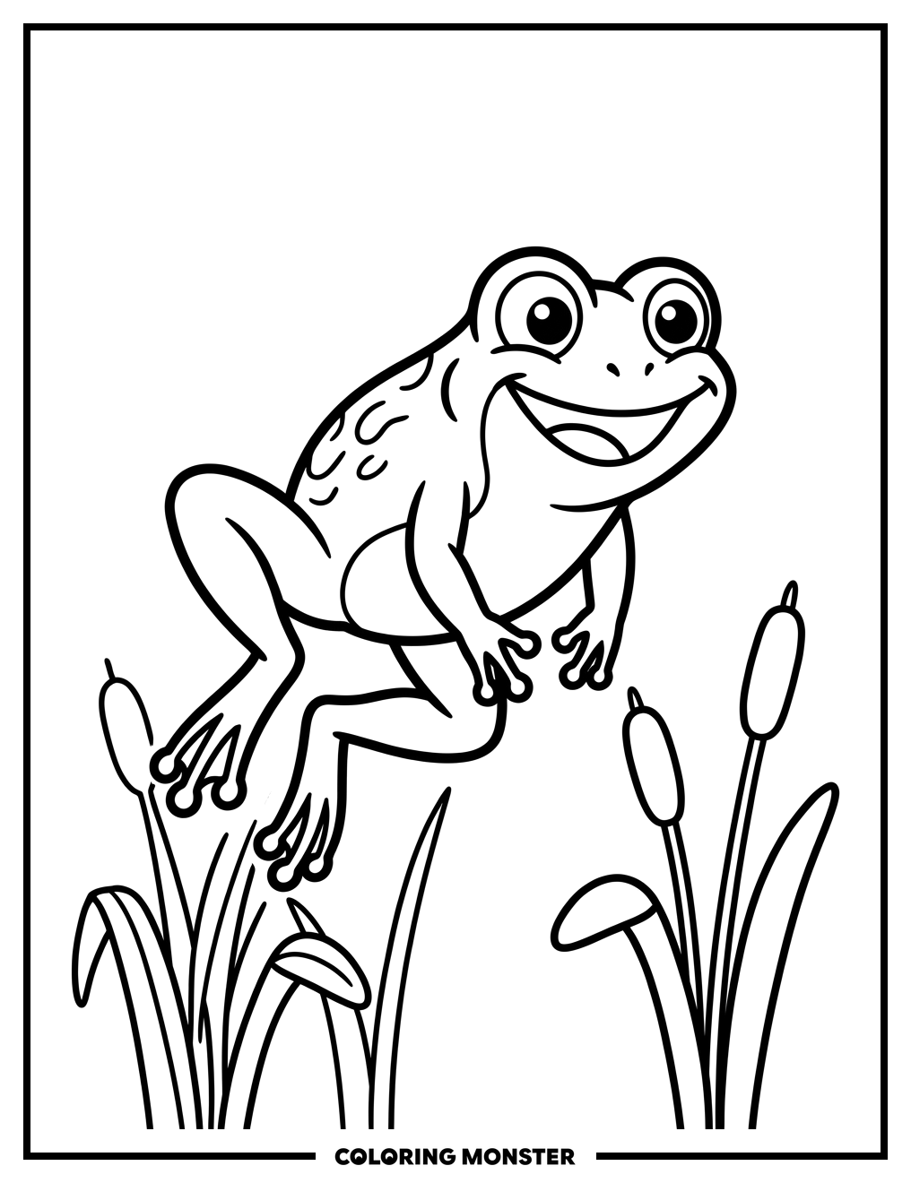 Happy Frog Mid-Leap Coloring Page
