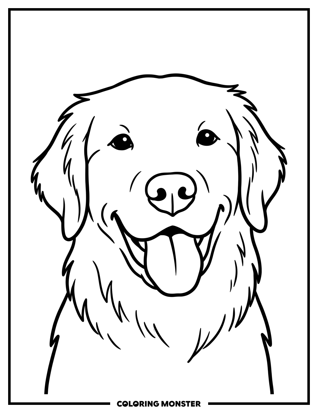 Happy Golden Retriever Face Coloring Page