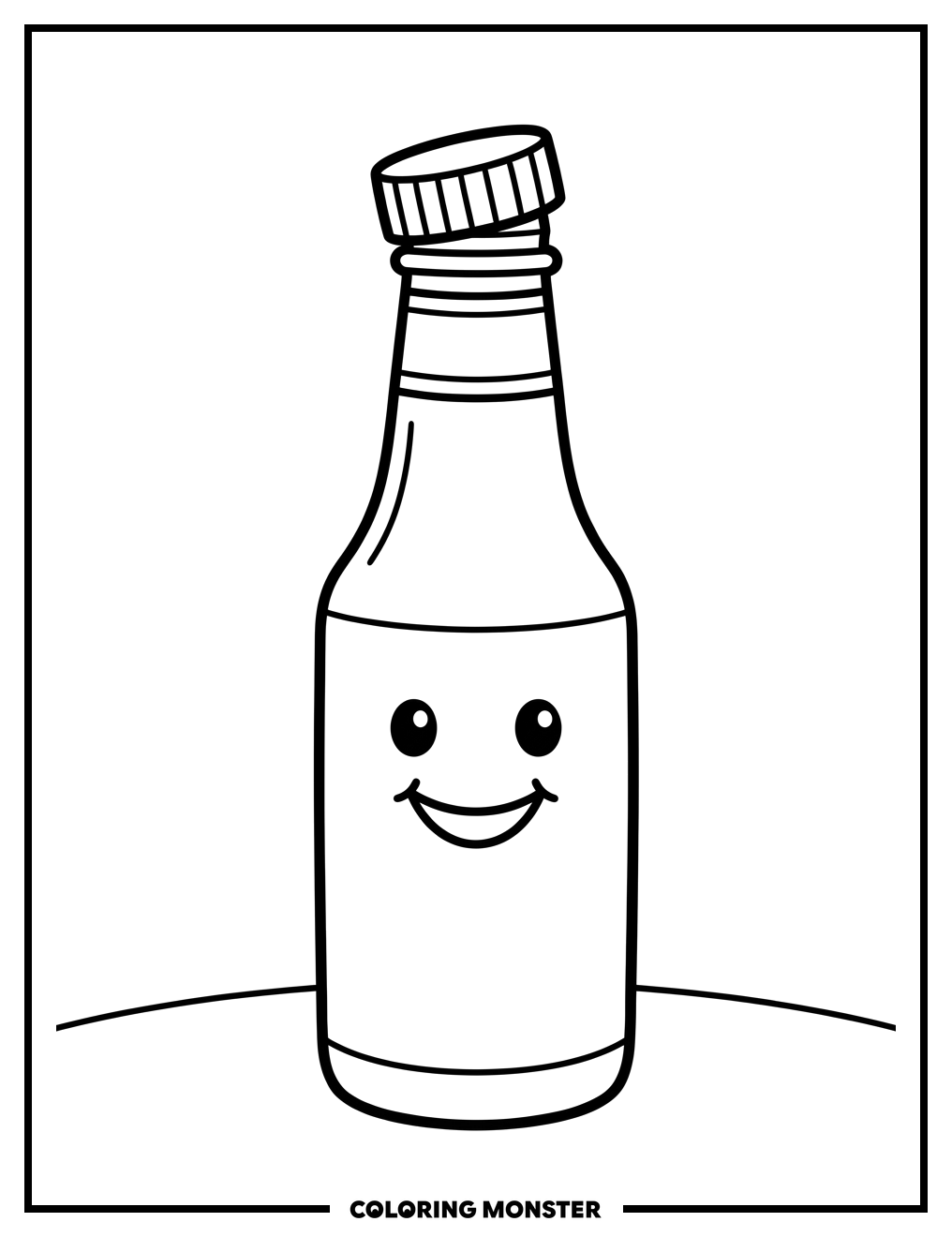 Happy Ketchup Bottle Coloring Page