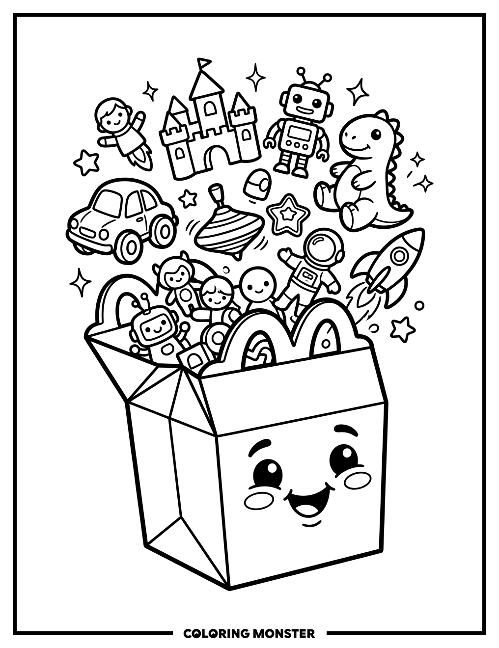 Happy Meal Box With Toys Coloring Page