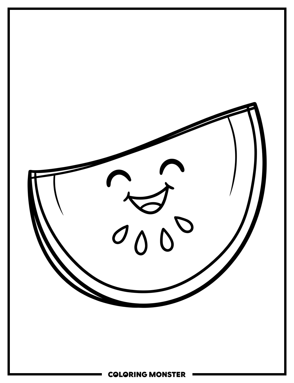 Happy Melon Slice Coloring Page