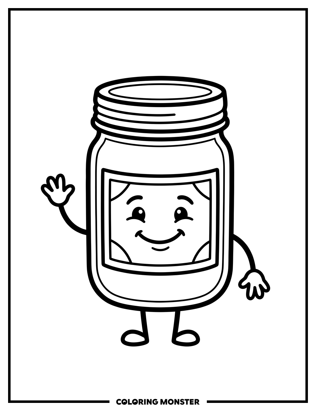 Happy Peanut Butter Jar Coloring Page