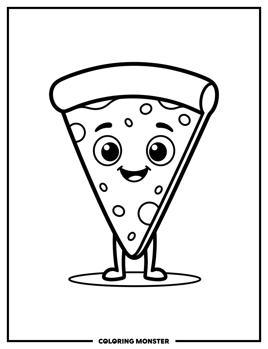 Happy Pizza Slice Coloring Page