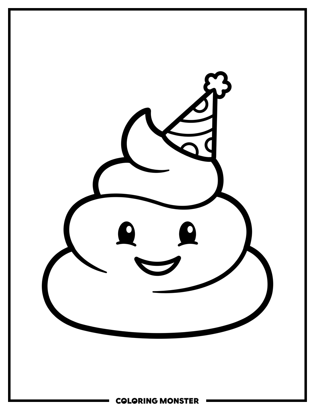 Happy Poop Character Coloring Page