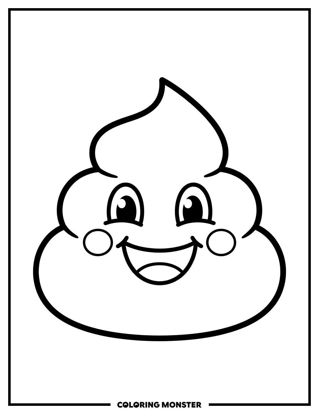 Happy Poop Emoji Coloring Page