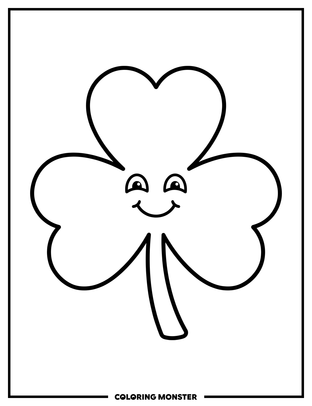 Happy Shamrock Face Coloring Page