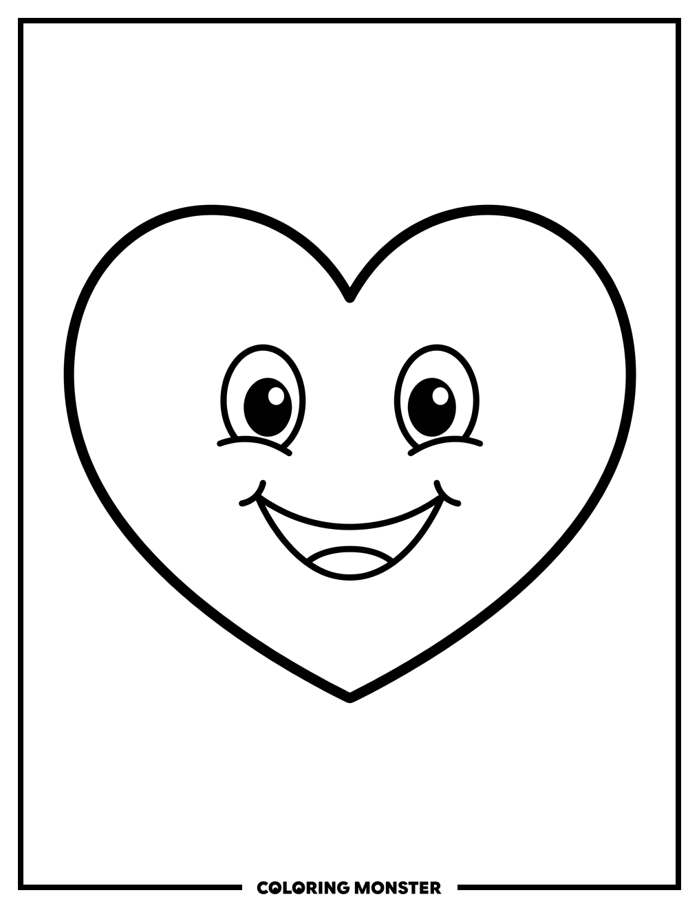 Happy Smiling Heart Coloring Page