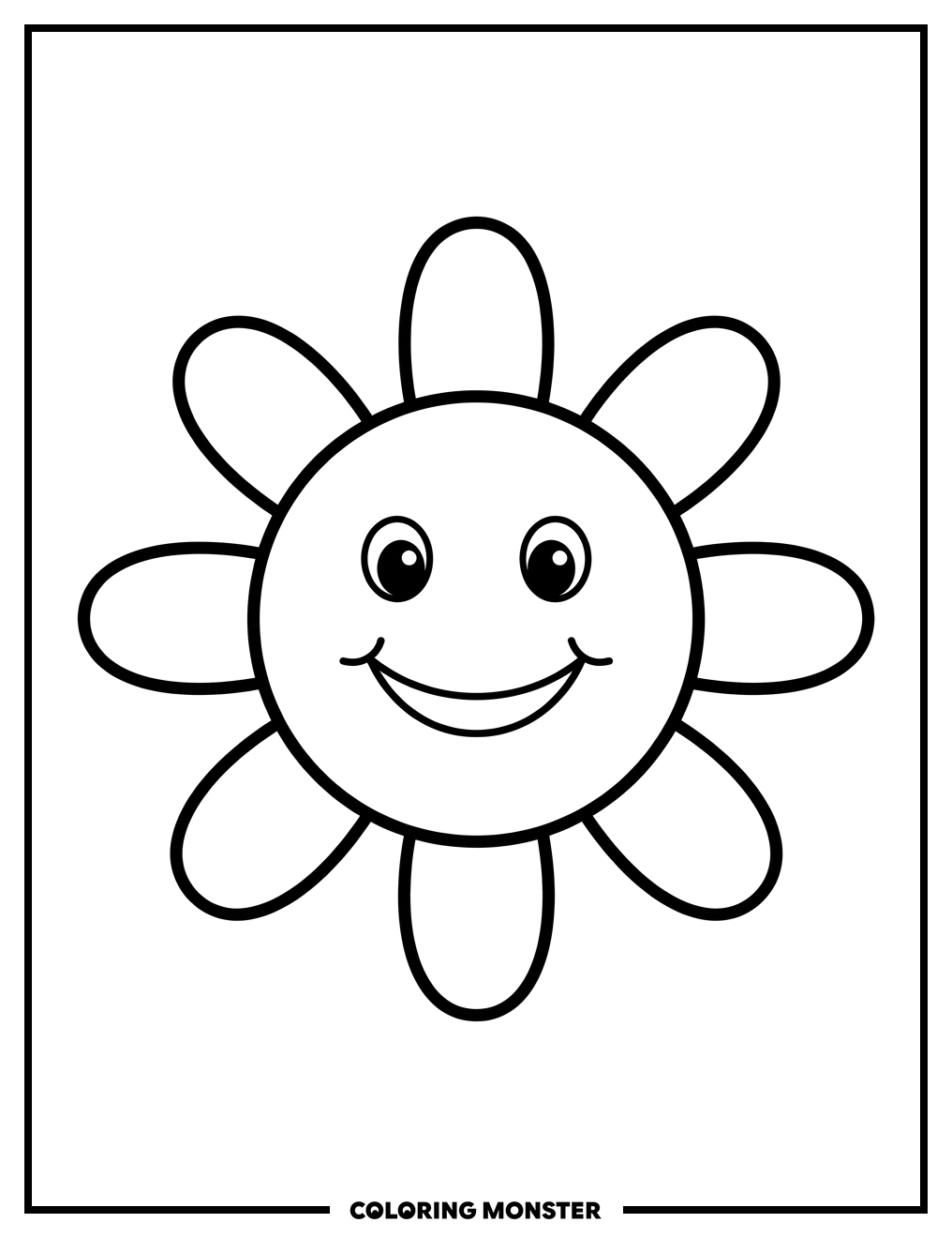 Happy Smiling Sun Coloring Page