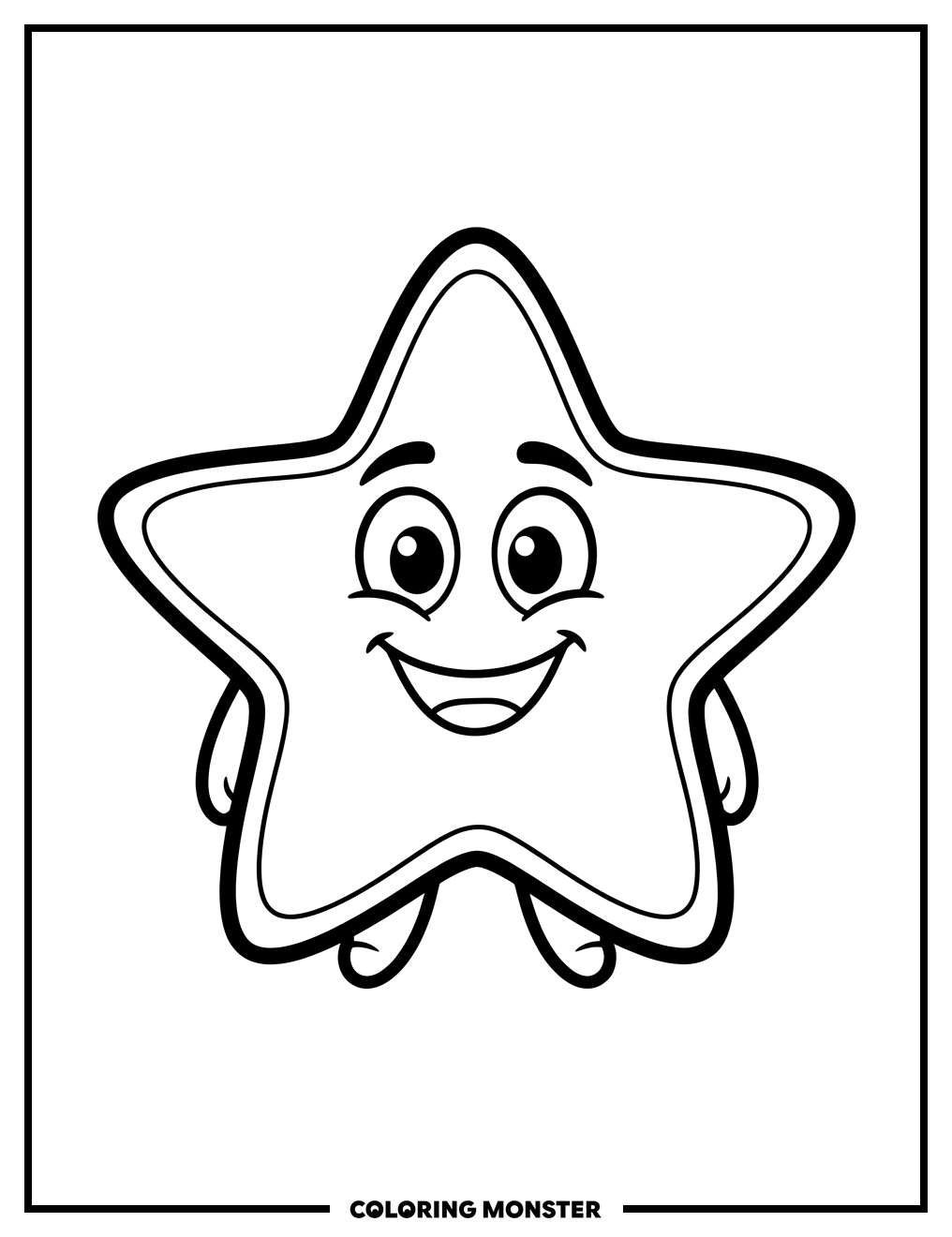 Happy Star Character Coloring Page