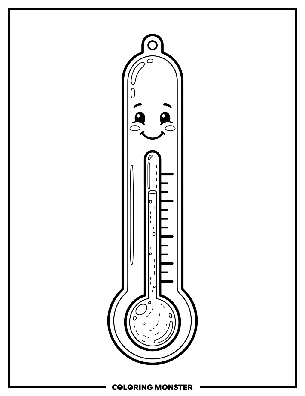 Happy Thermometer Showing Warm Weather Coloring Page