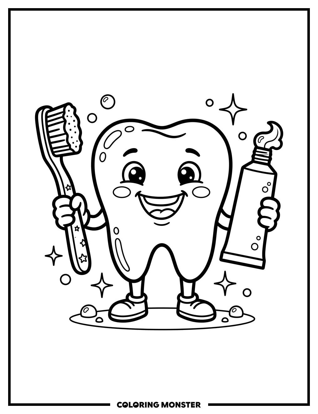 Happy Tooth with Toothbrush
