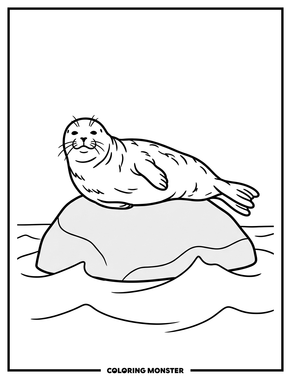 Harbor Seal on a Rock Coloring Page