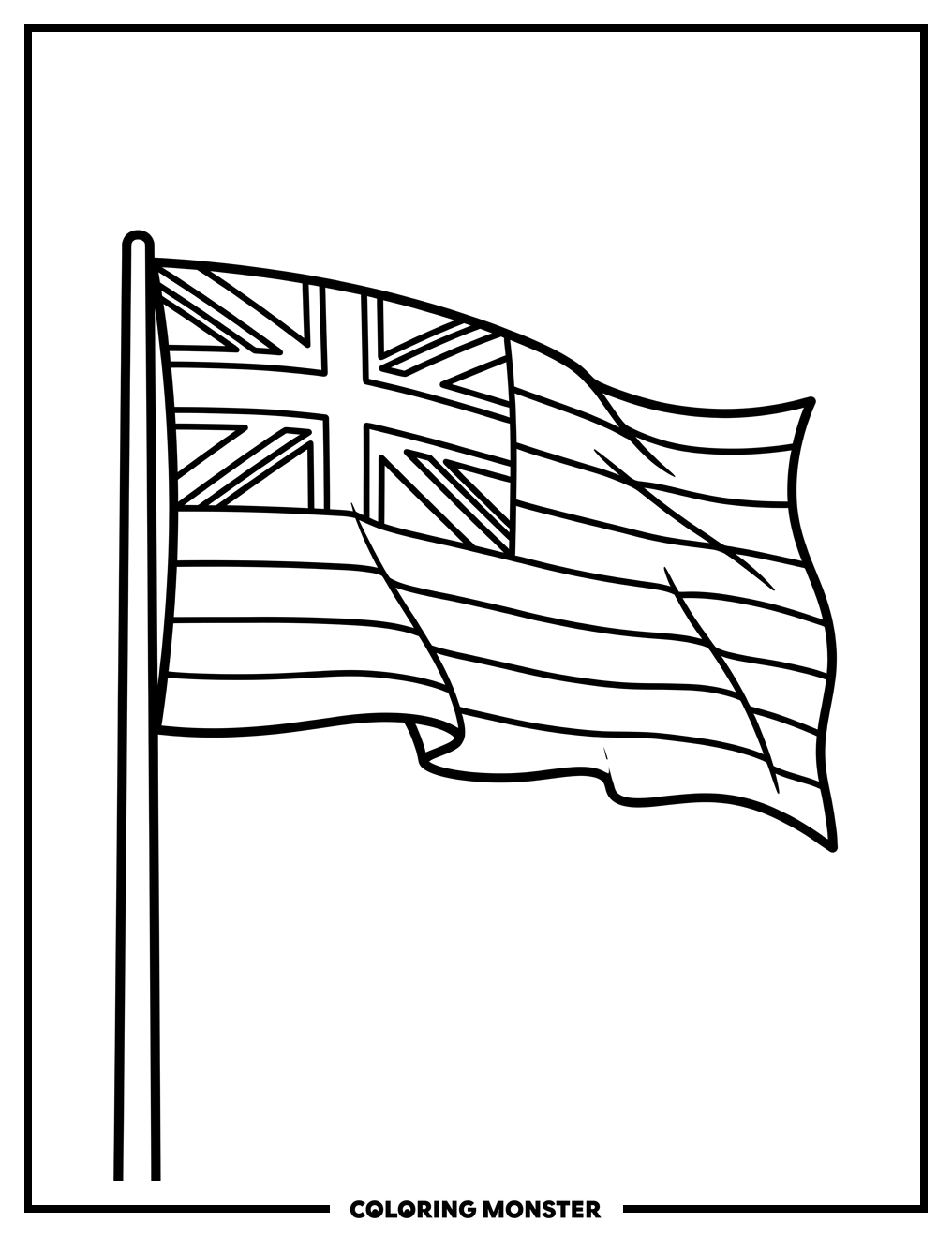Hawaii Flag Flying Coloring Page