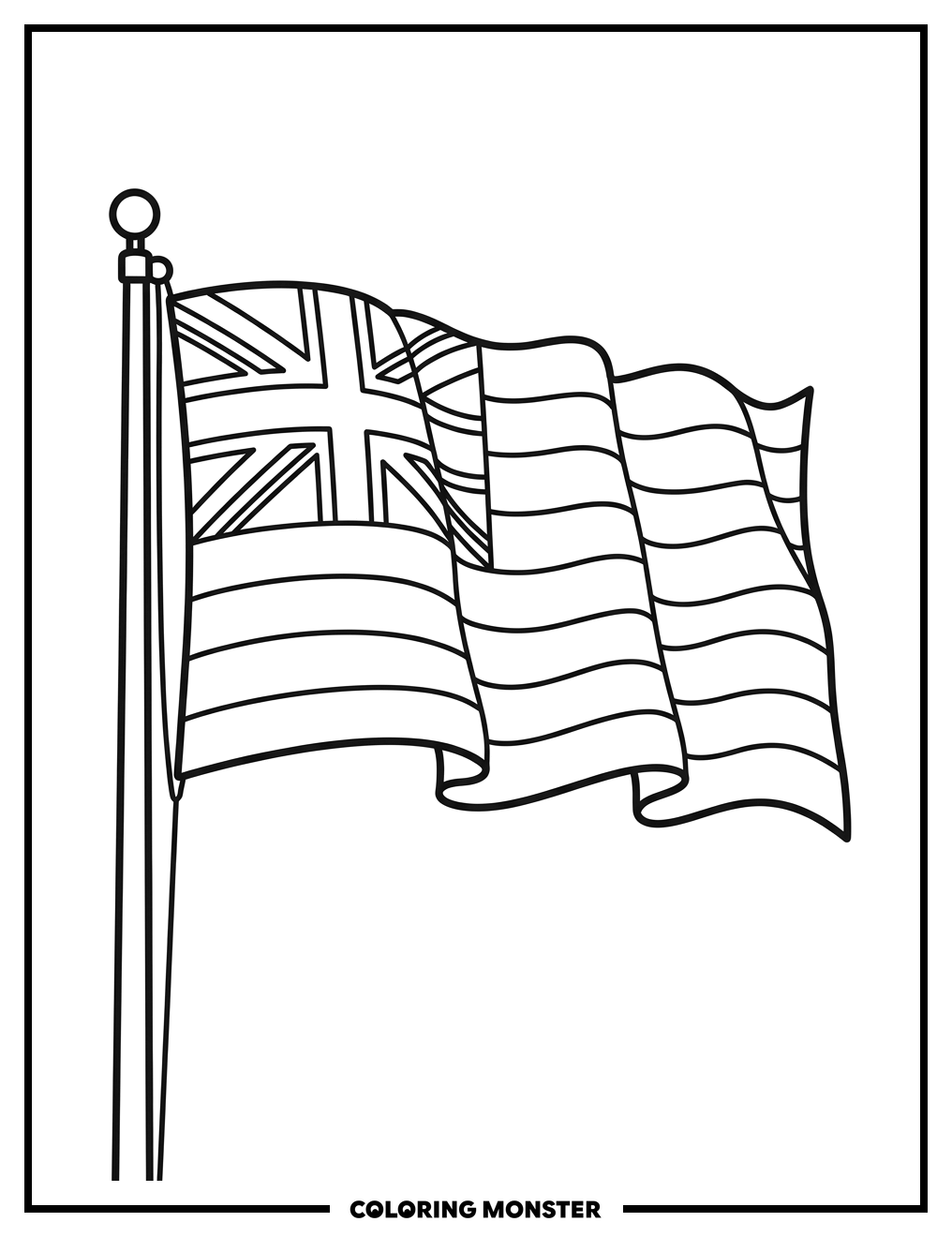 Hawaiian Flag Waving Coloring Page