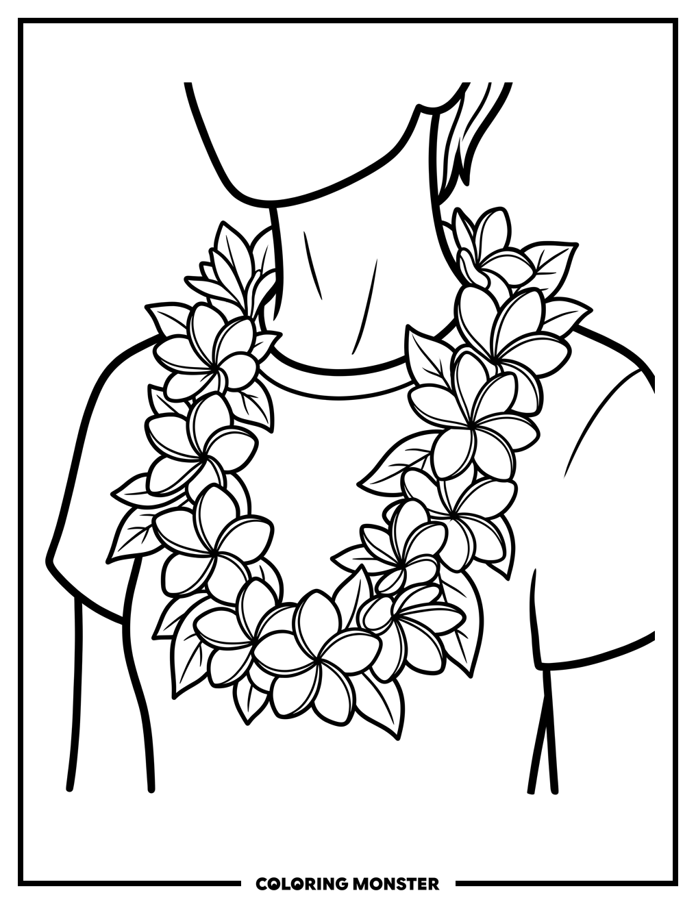 Hawaiian Lei On Shoulders Coloring Page