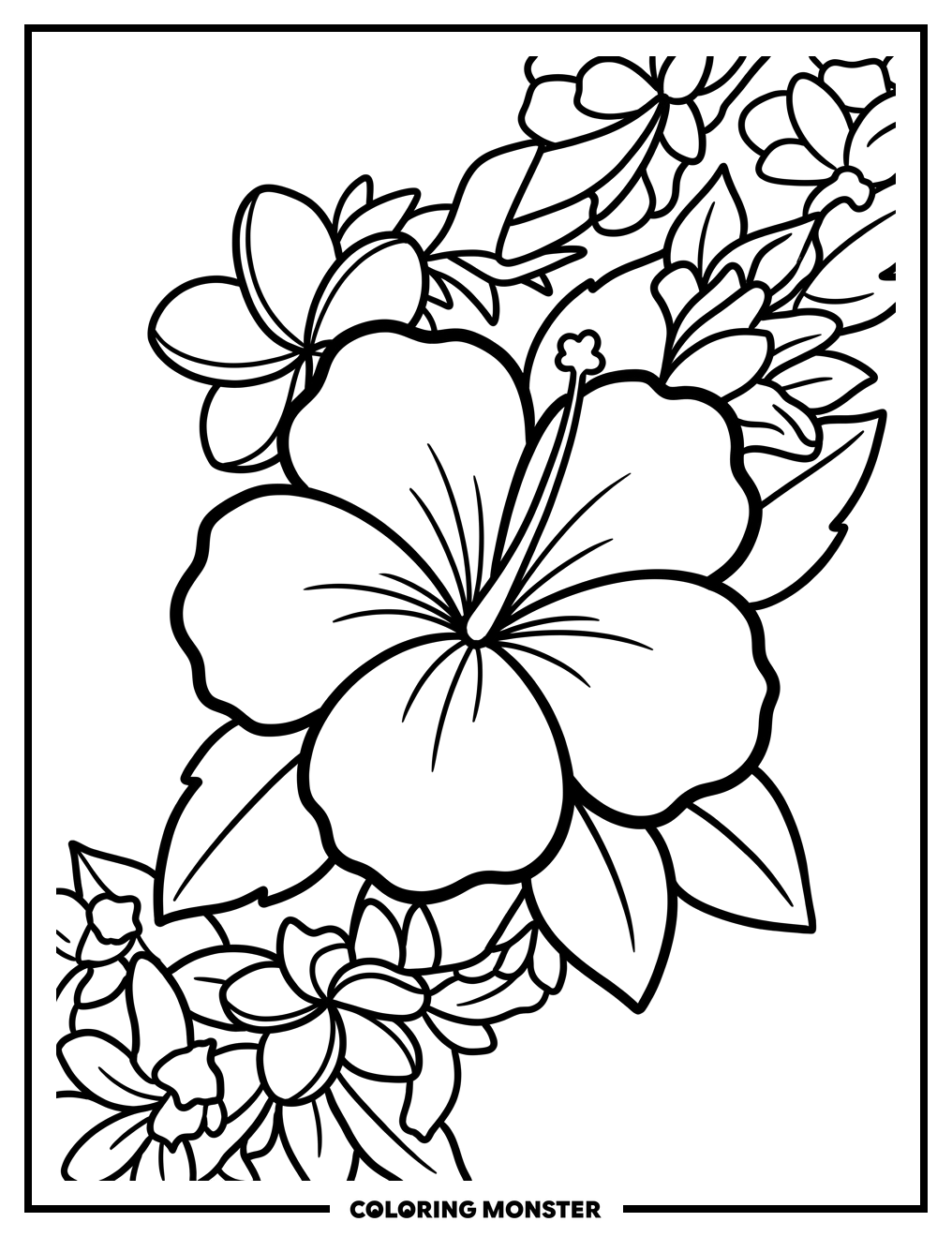 Hawaiian Lei With Hibiscus Coloring Page
