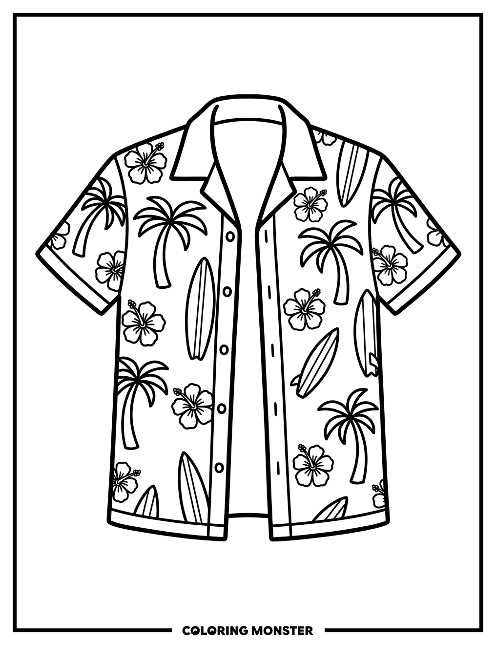Hawaiian Shirt Pattern Coloring Page